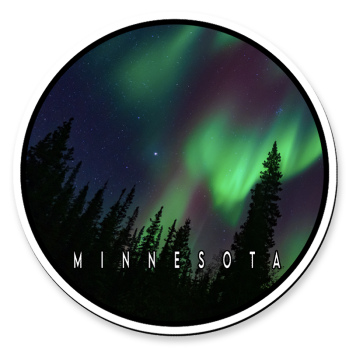 Bold full-color vinyl magnet with Northern Lights in Minnesota