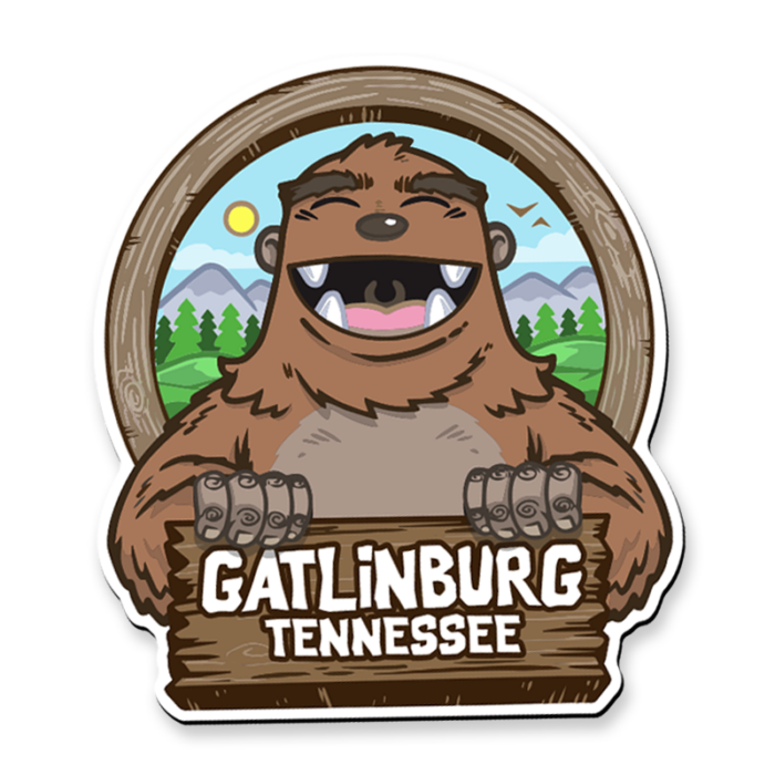 Colorful die-cut vinyl magnet featuring legendary Sasquatch in Tennessee